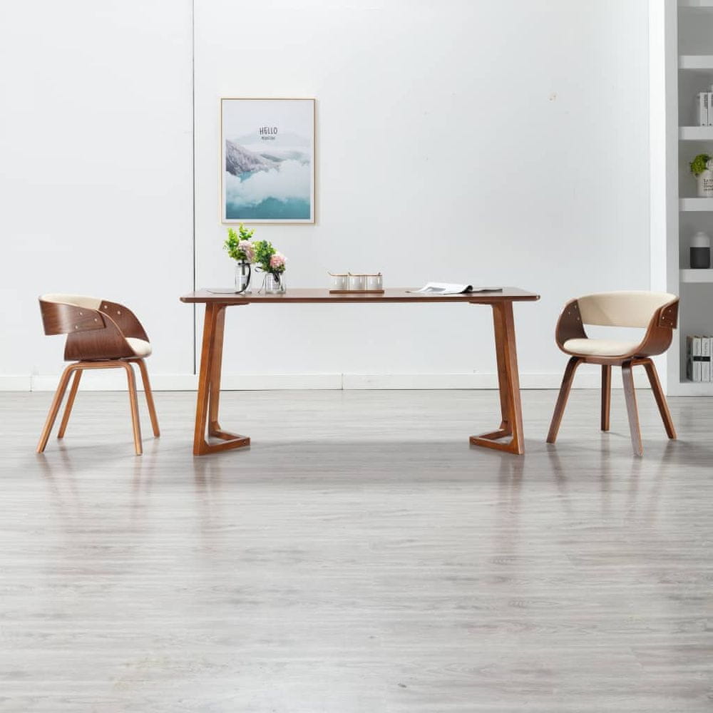 Vidaxl Jedálenská stolička, krémová, ohýbané drevo a umelá koža